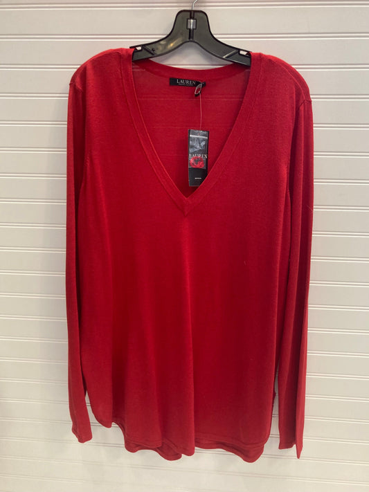 Red Top Long Sleeve Lauren By Ralph Lauren, Size 1x