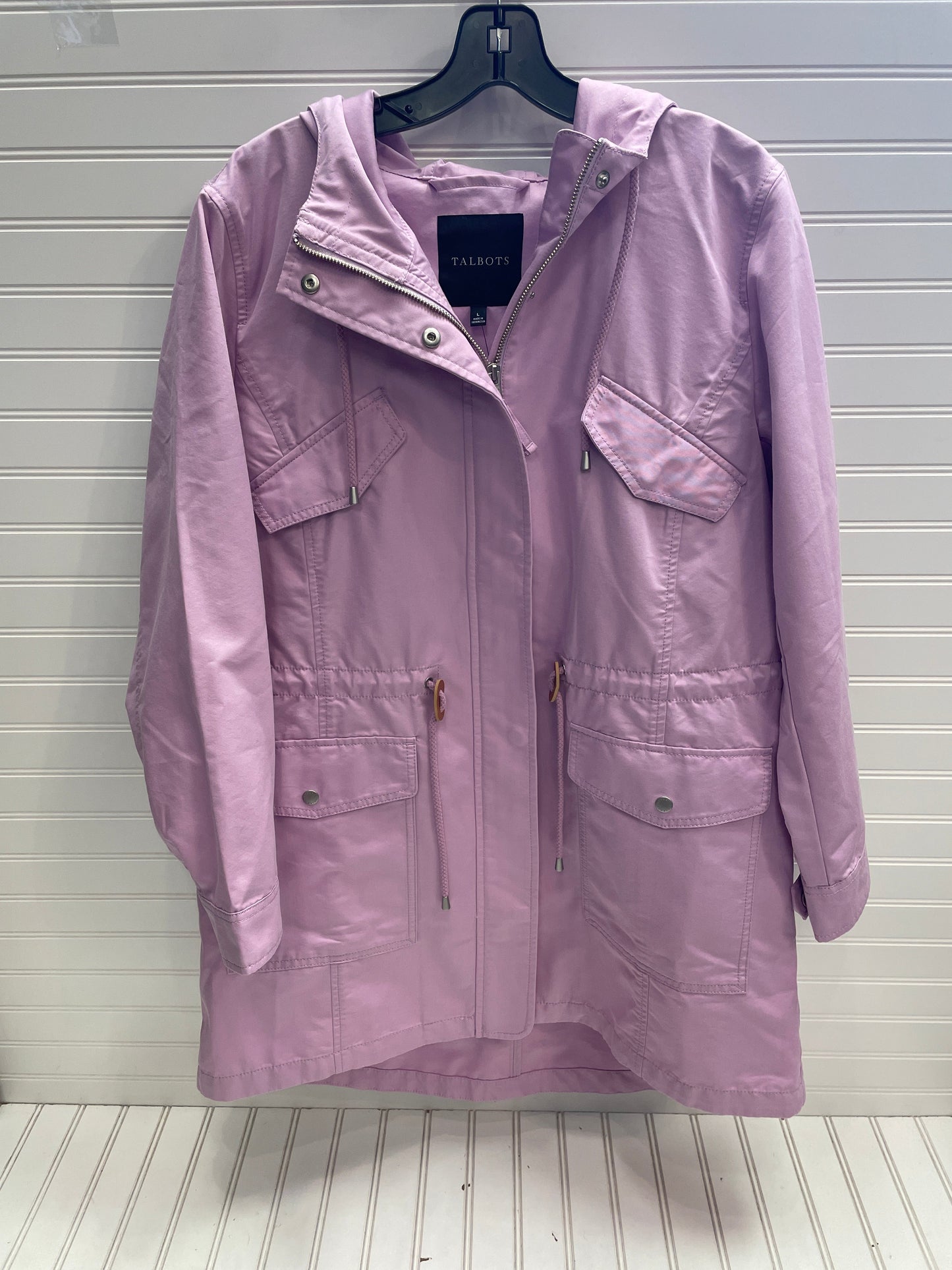 Coat Trench Coat By Talbots In Purple, Size: L