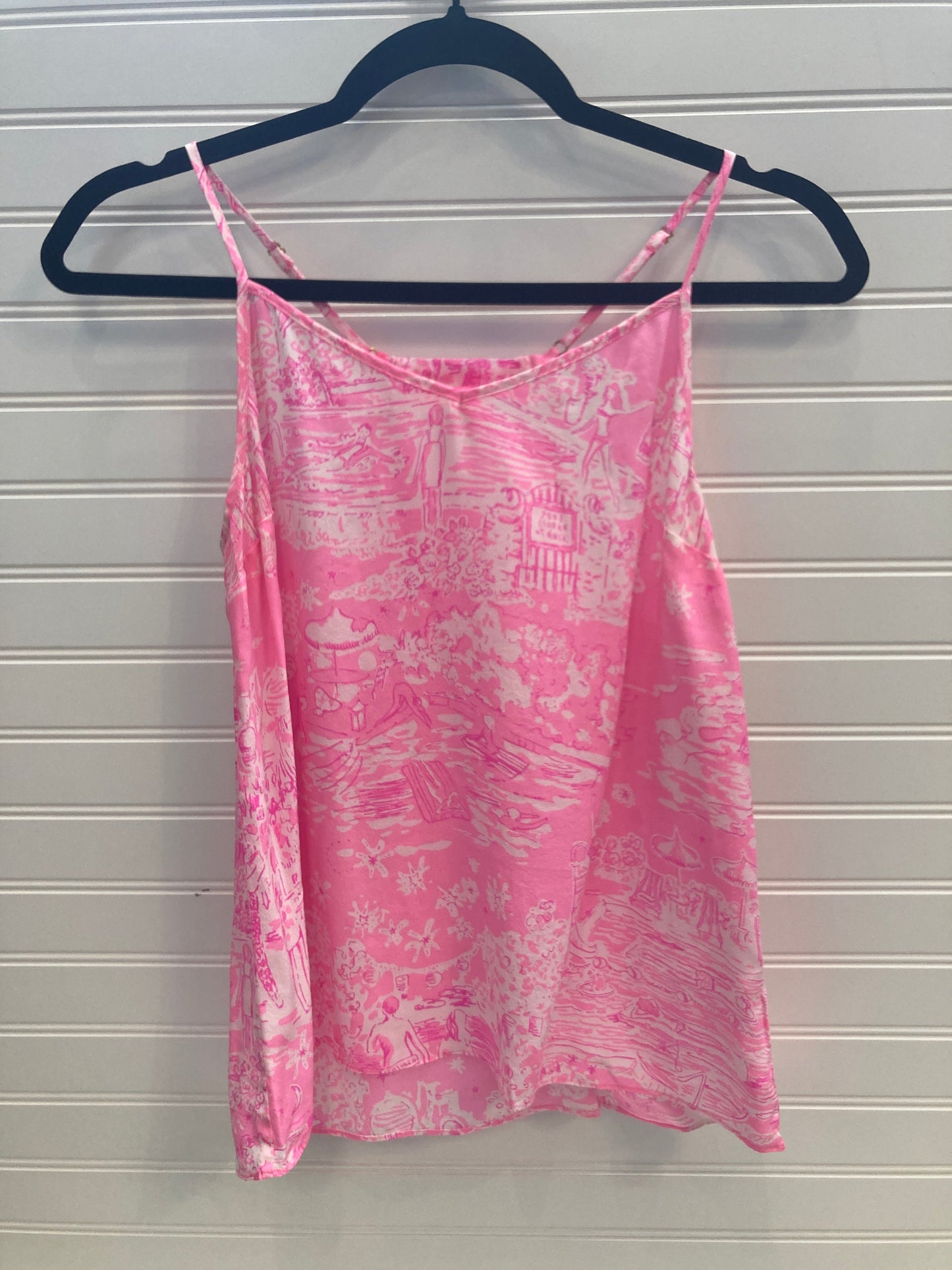 Top Sleeveless Designer By Lilly Pulitzer In Pink & White, Size: S