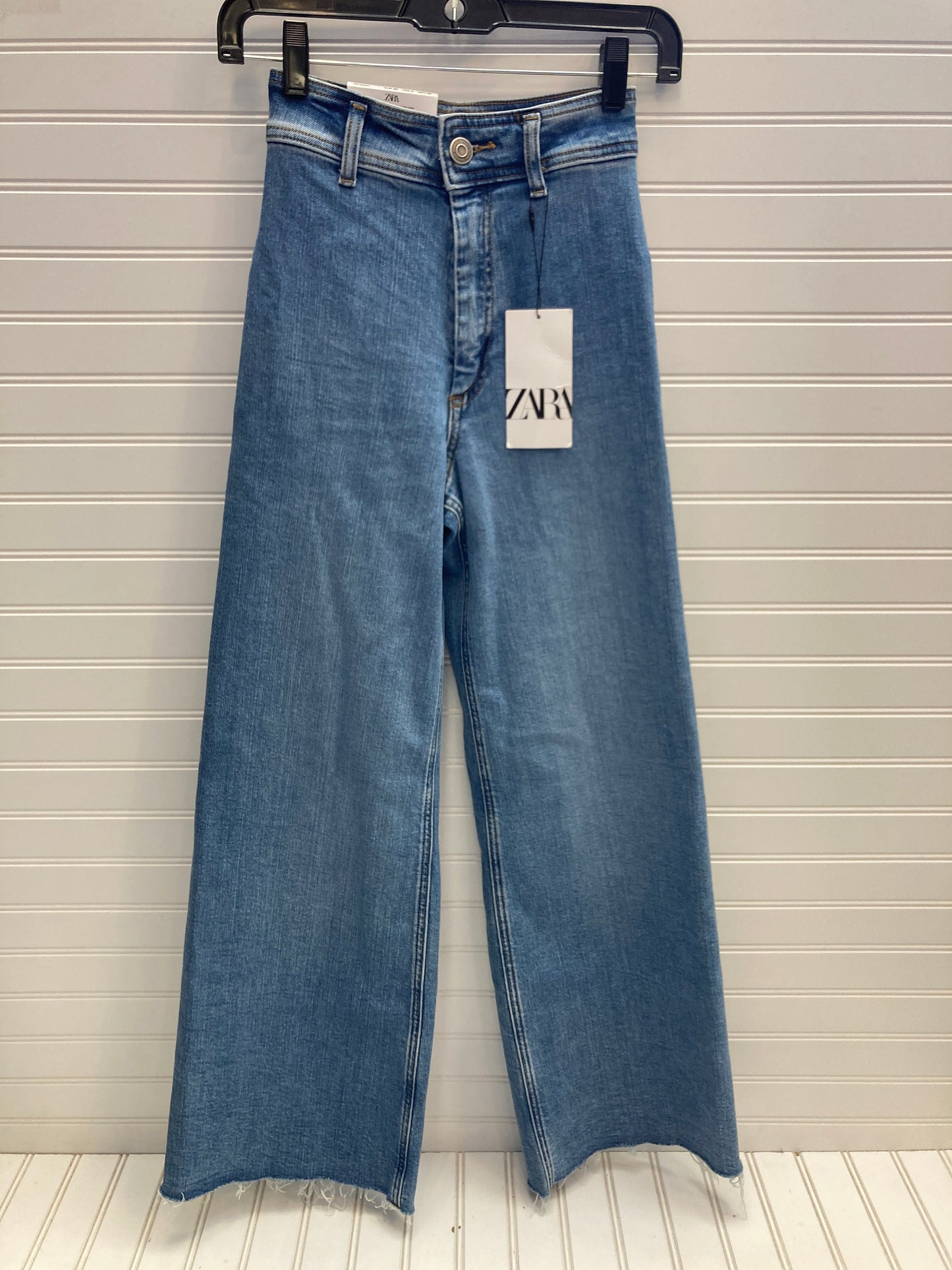 Jeans Wide Leg By Zara In Blue, Size: 0