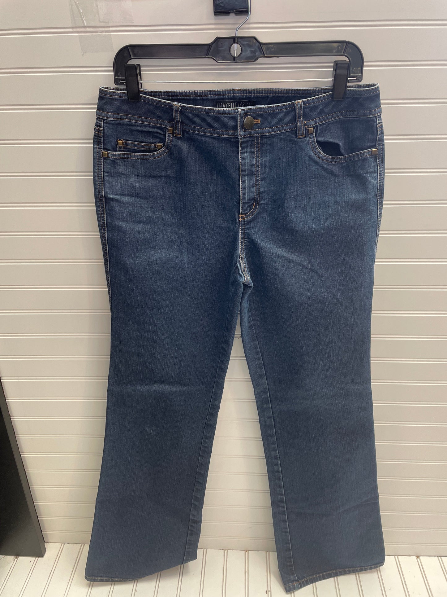 Jeans Flared By Lafayette 148 In Blue Denim, Size: 8