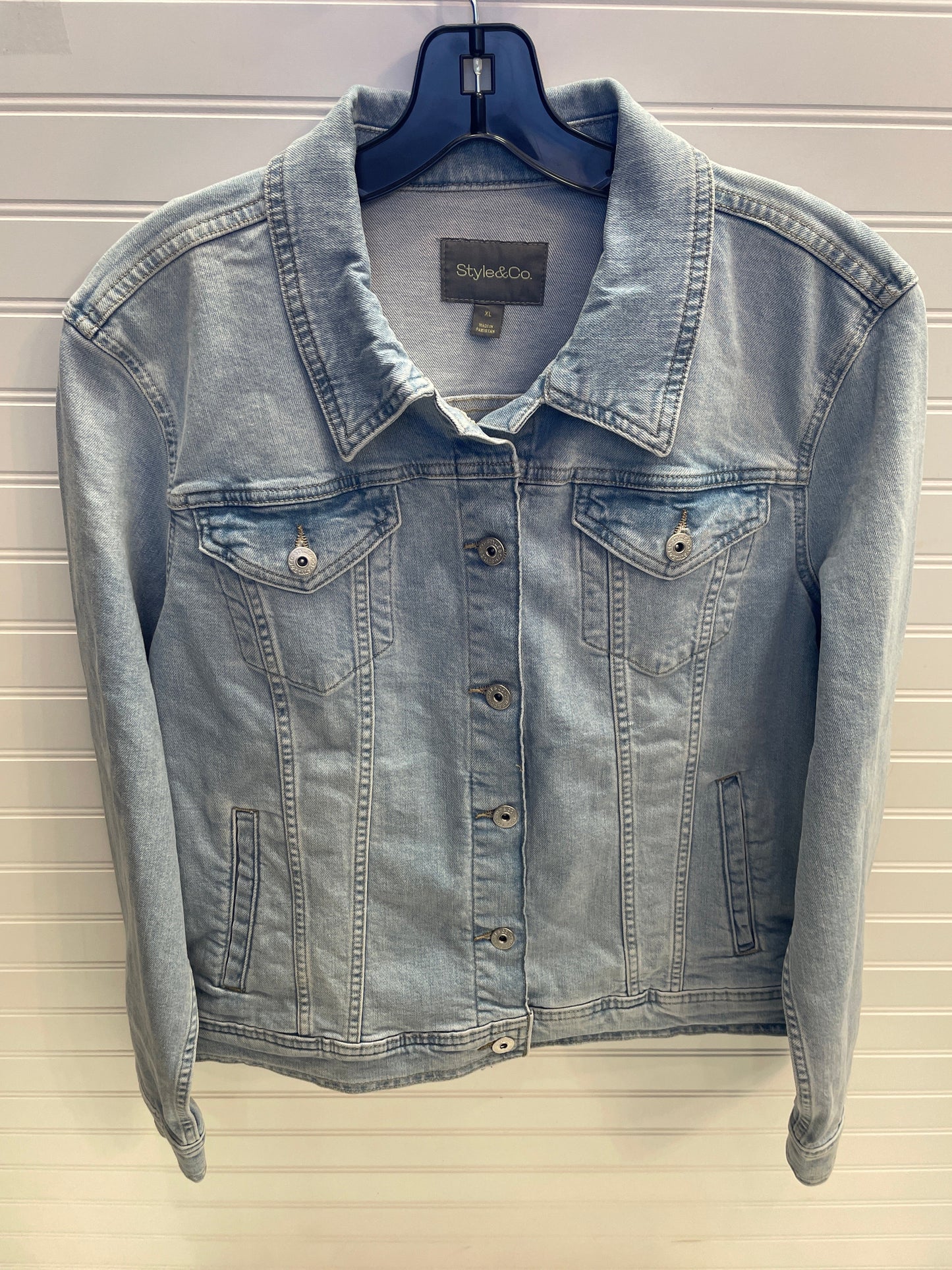 Jacket Denim By Style And Company In Blue Denim, Size: Xl