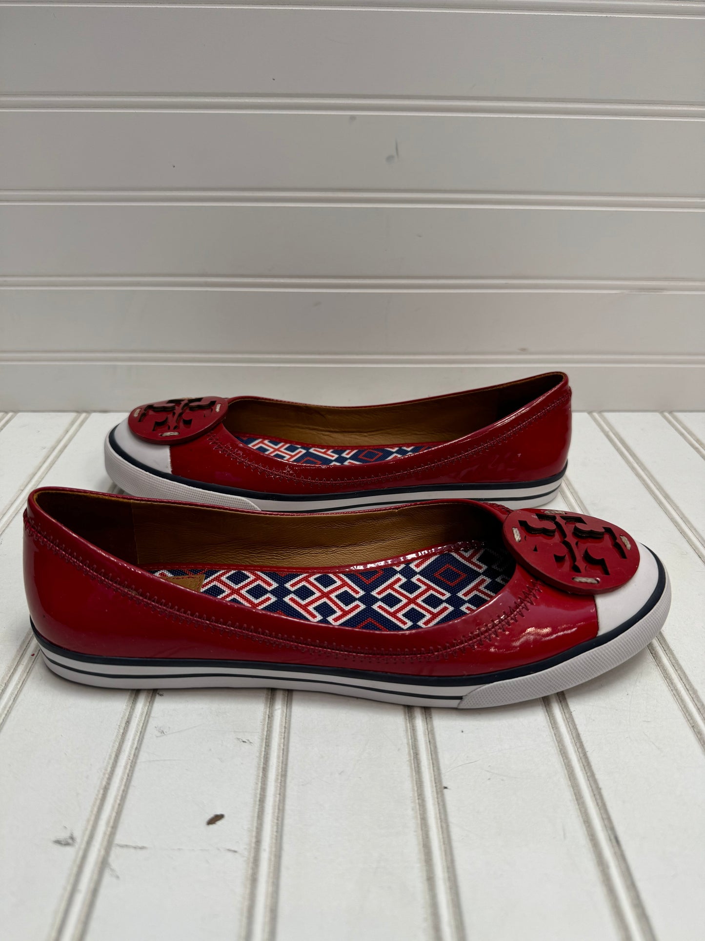 Shoes Designer By Tory Burch In Red & White, Size: 7.5