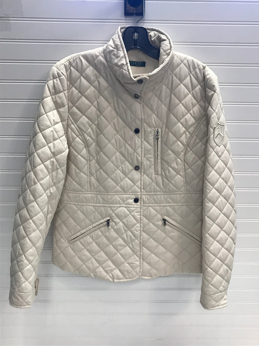 Jacket Puffer & Quilted By Lauren By Ralph Lauren In Ivory, Size: L