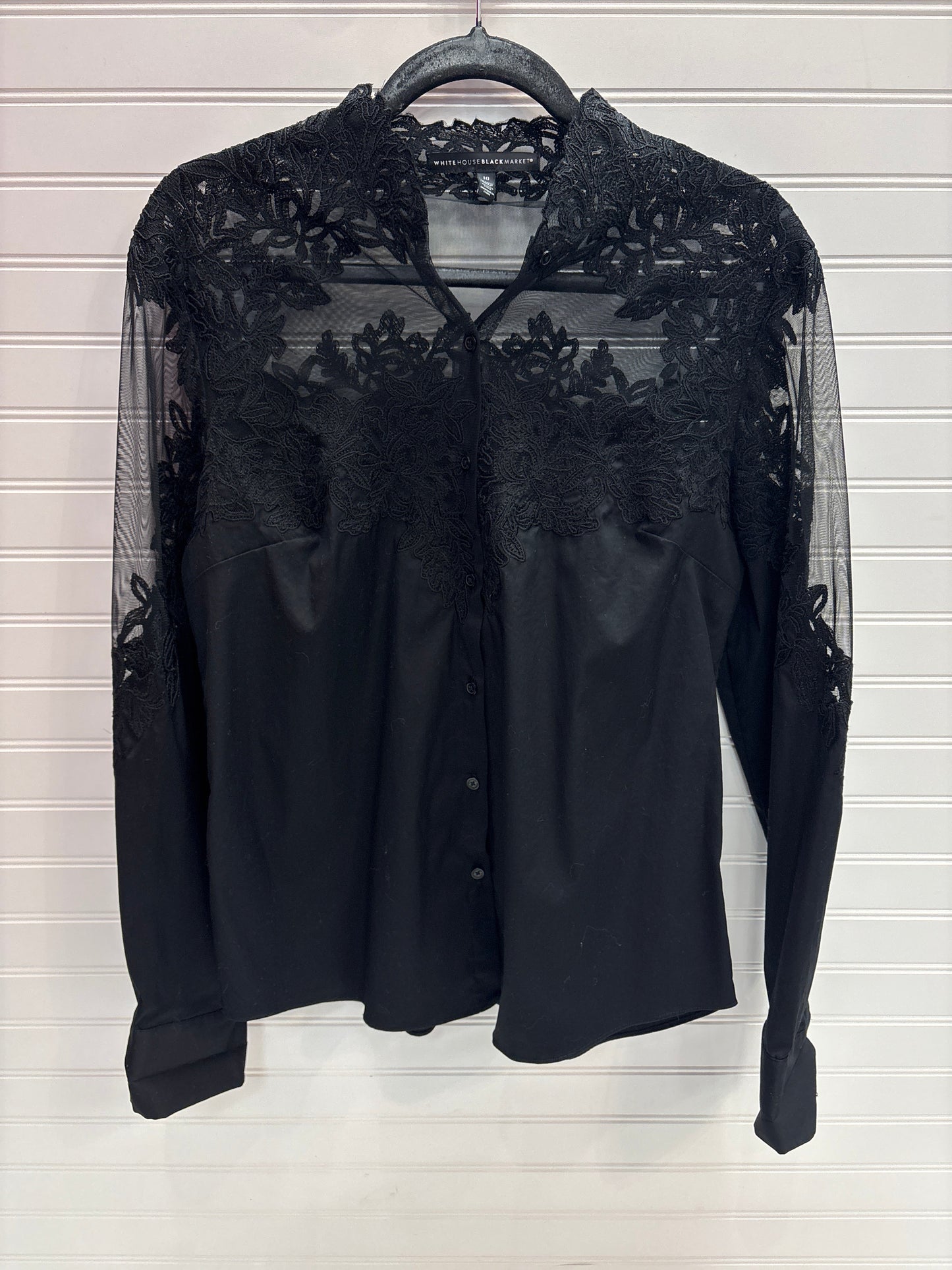 Blouse Long Sleeve By White House Black Market In Black, Size: M