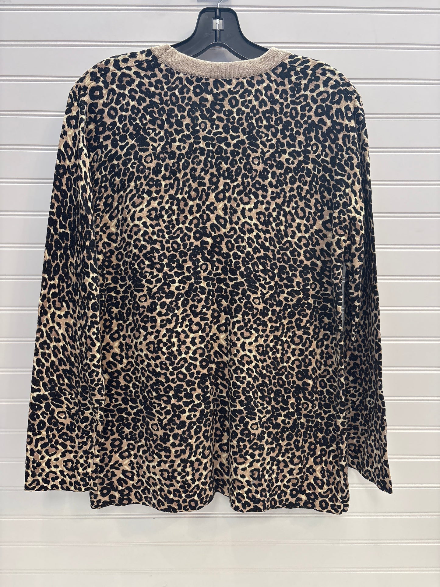 Sweater Cardigan By Rafaella In Animal Print, Size: L