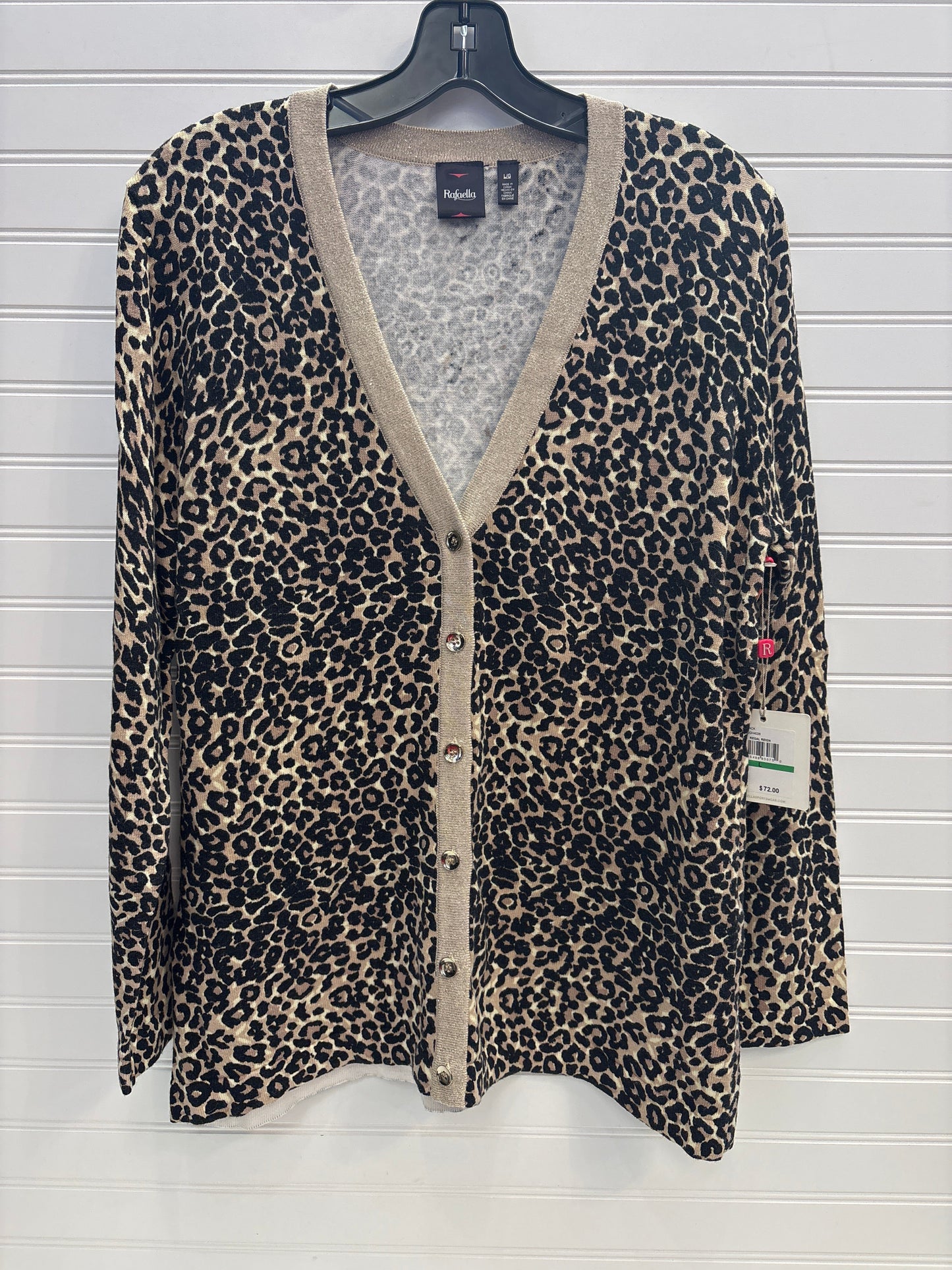 Sweater Cardigan By Rafaella In Animal Print, Size: L