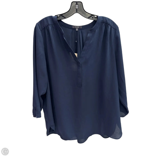 Top 3/4 Sleeve By Not Your Daughters Jeans In Navy, Size: L