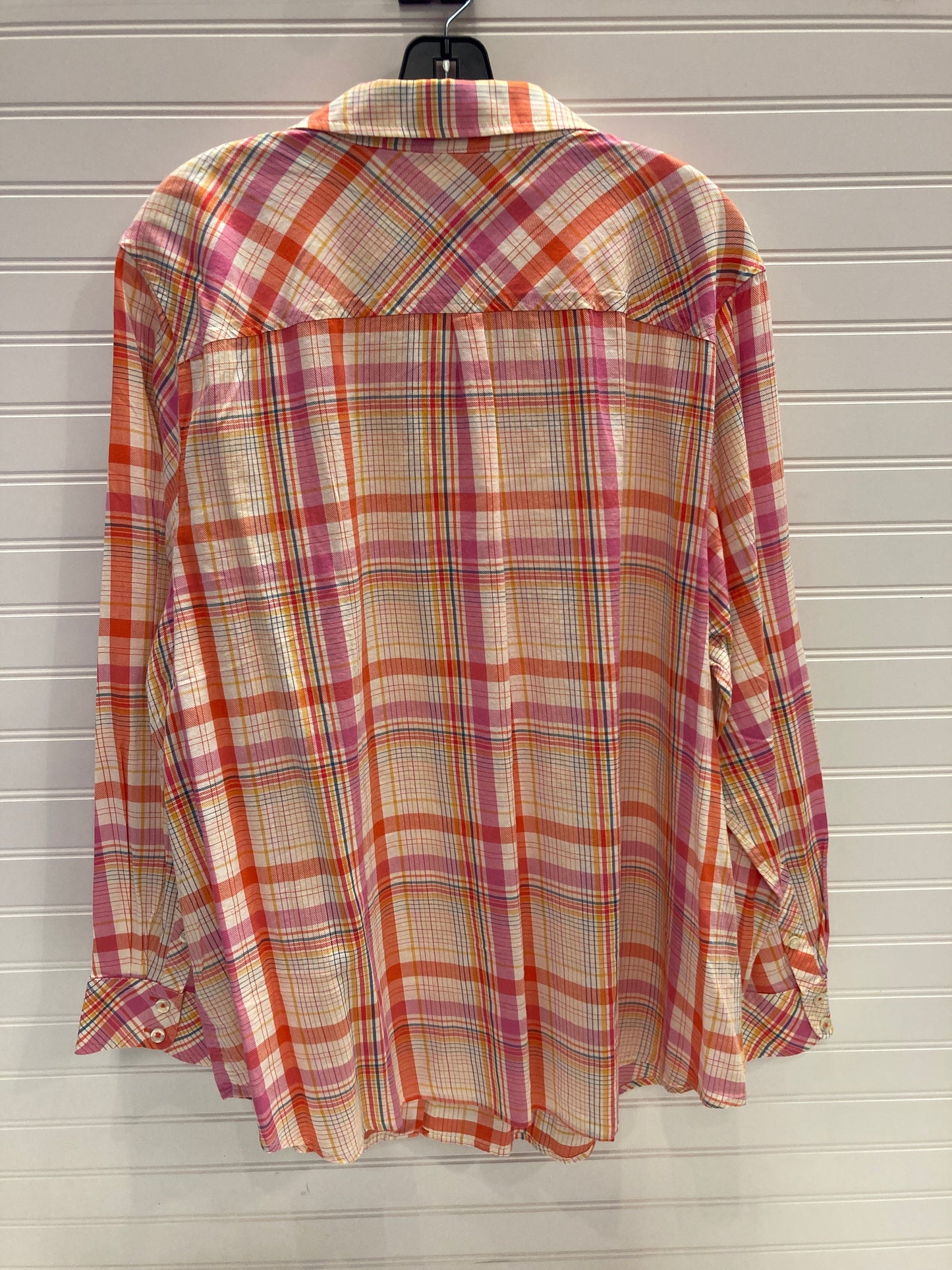 Blouse Long Sleeve By Talbots In Plaid Pattern, Size: 3x