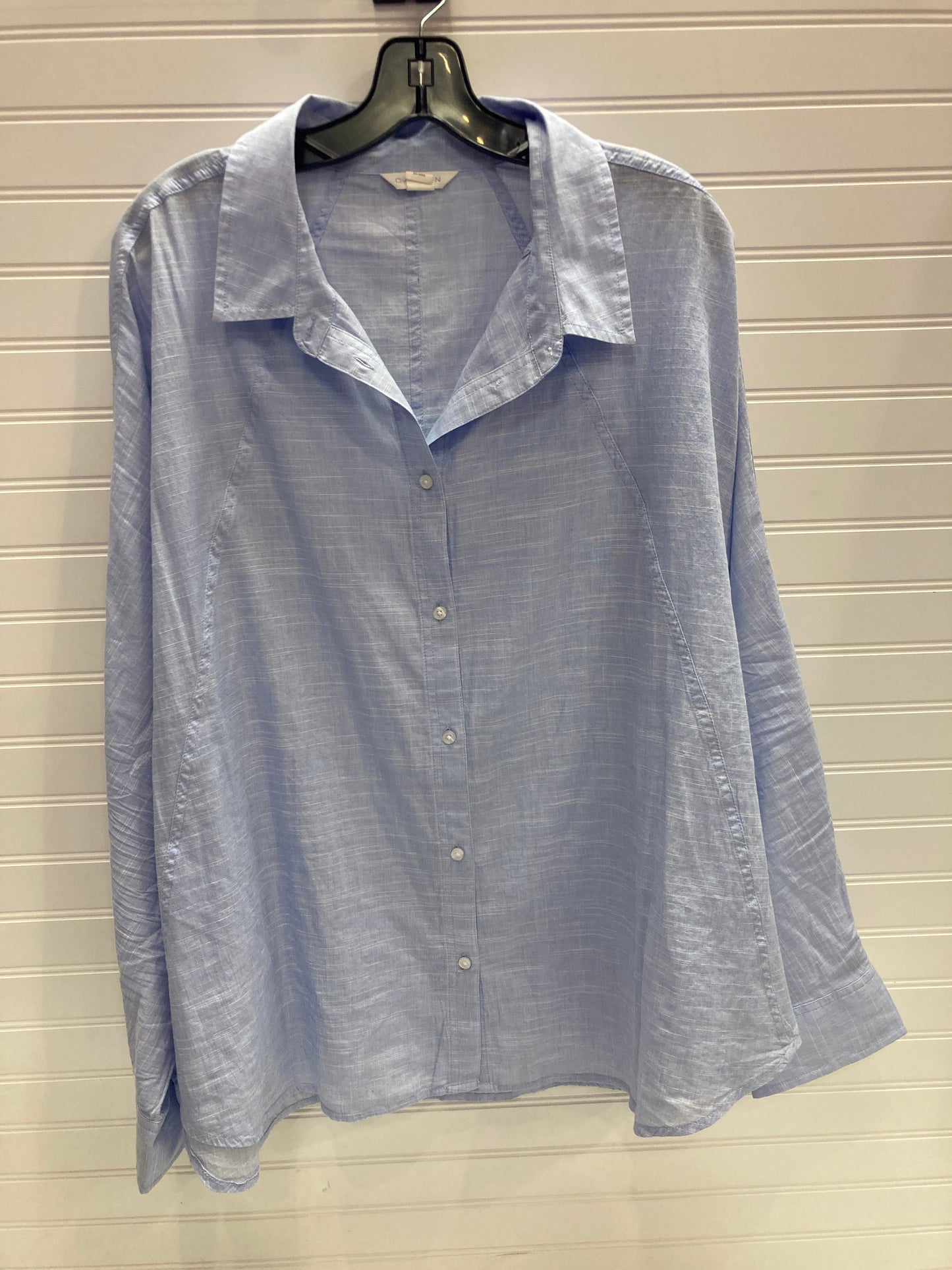 Blouse Long Sleeve By Caslon In Blue, Size: 3x