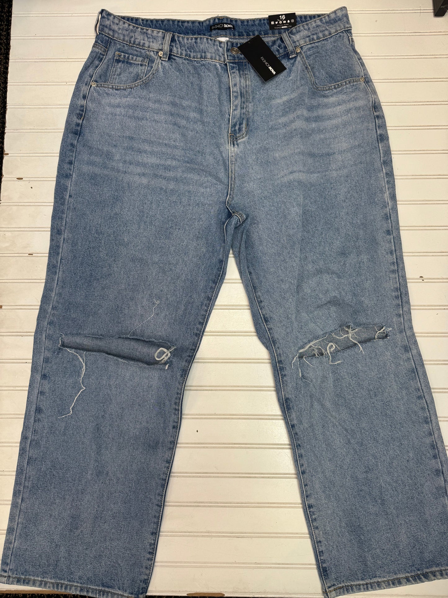 Blue Denim Jeans Boyfriend Fashion Nova, Size 16