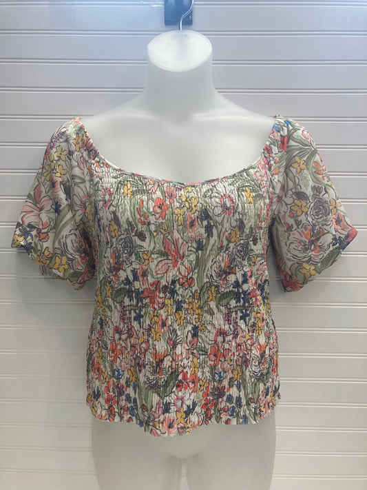 Floral Print Top Short Sleeve Anthropologie, Size Xl