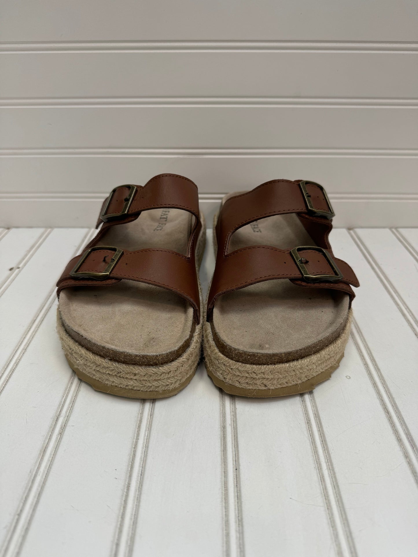 Brown Sandals Heels Platform Fatface, Size 8