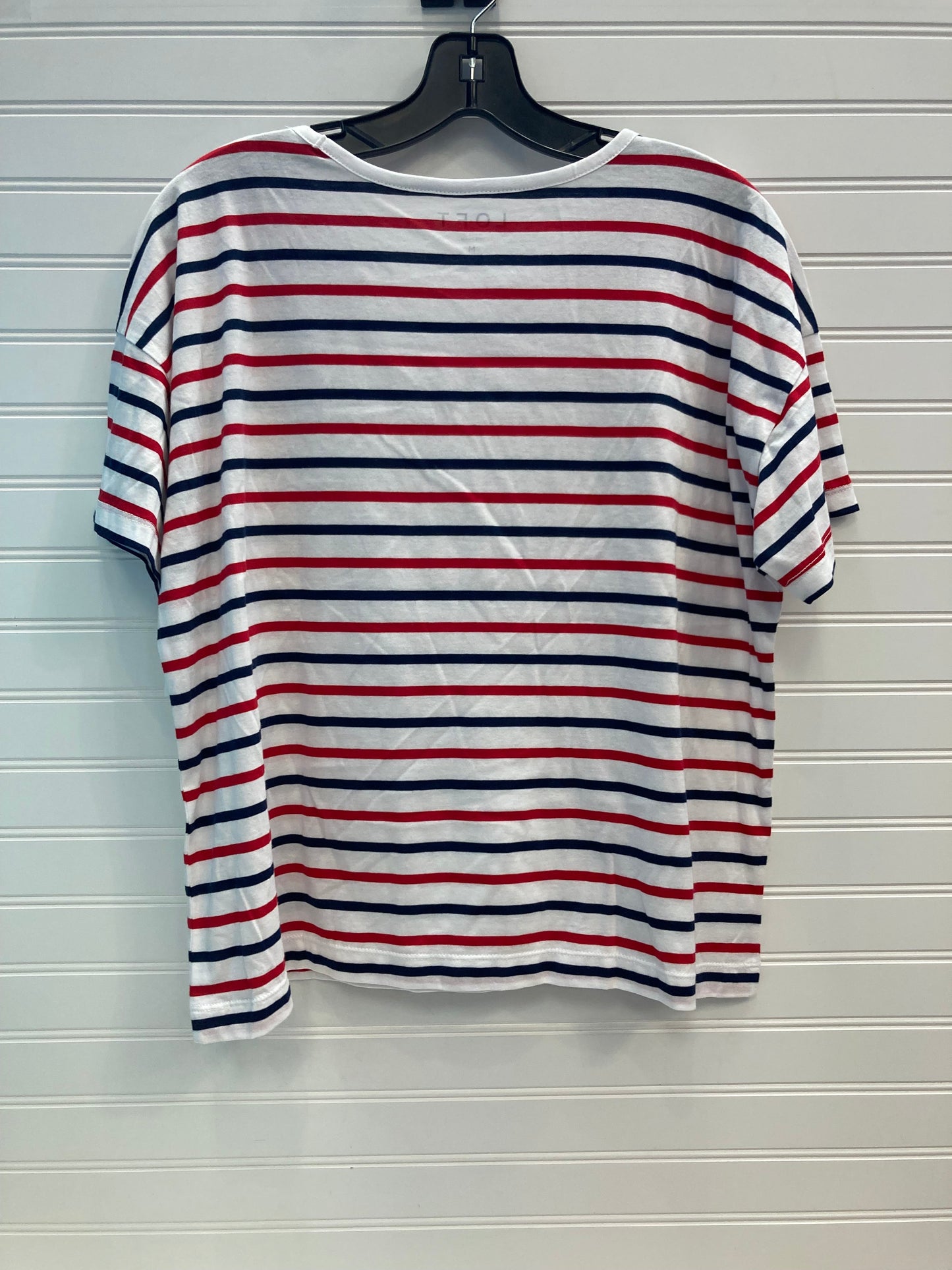 Blue & Red & White Top Short Sleeve Loft, Size M