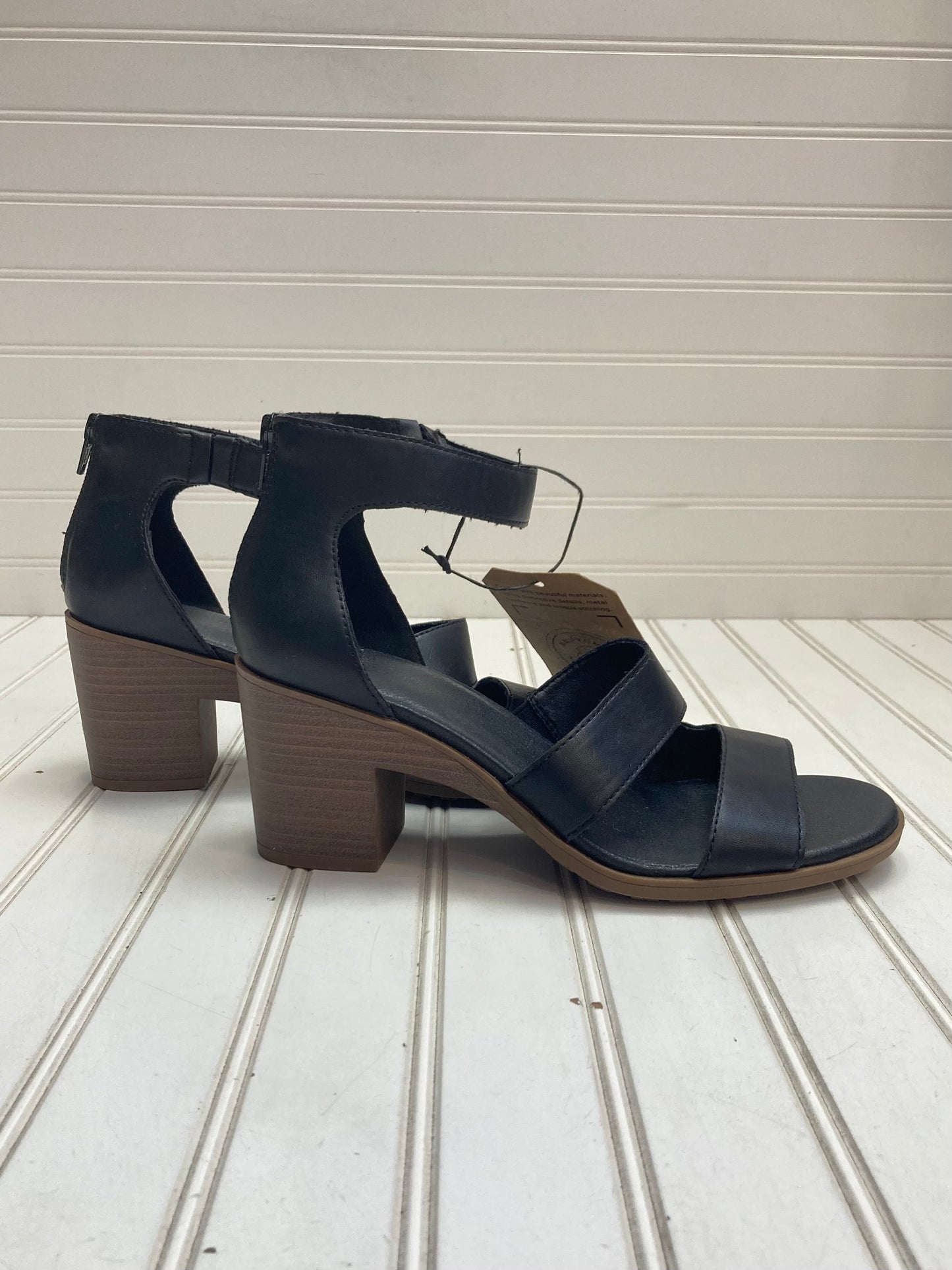 Black & Brown Sandals Heels Block Frye And Co, Size 9.5