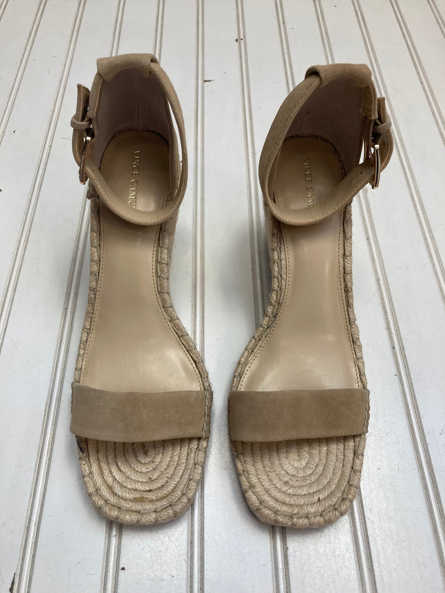 Tan Sandals Heels Wedge Vince Camuto, Size 11