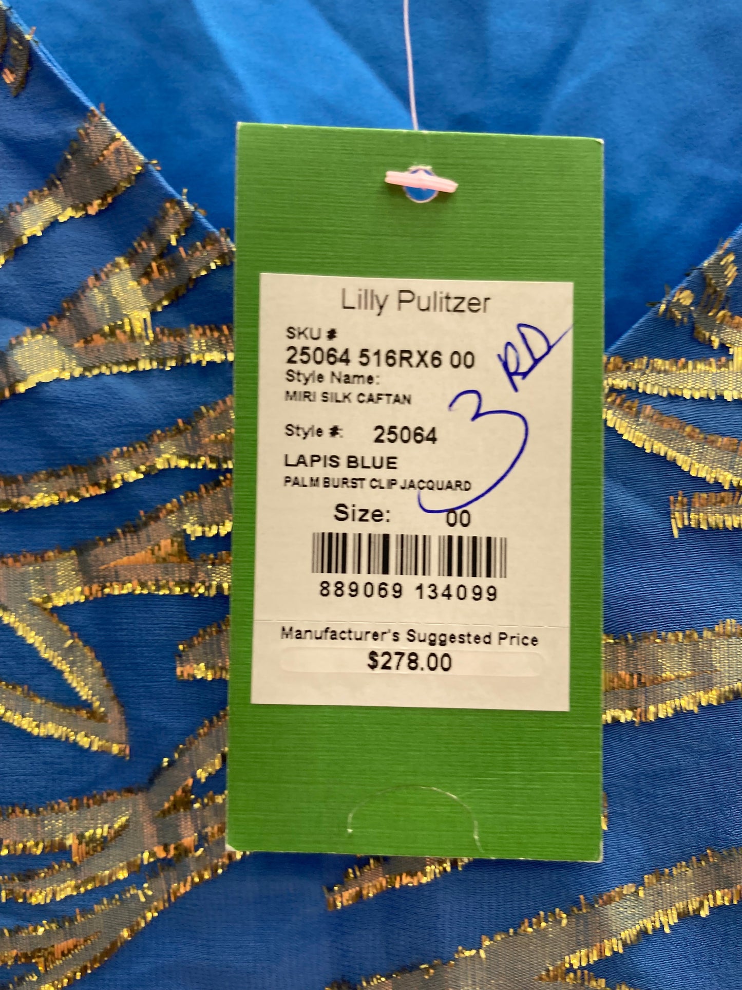 Blue & Gold Dress Designer Lilly Pulitzer, Size 0