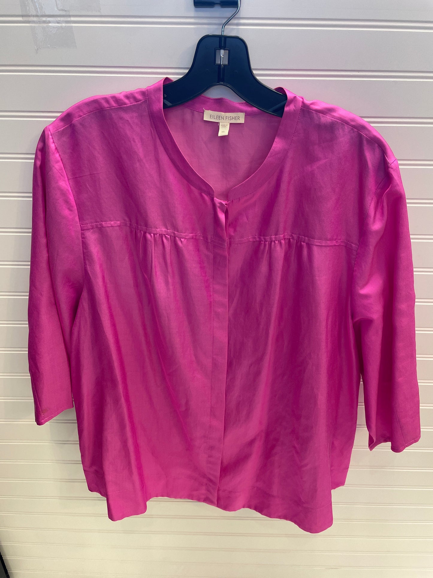 Blouse 3/4 Sleeve By Eileen Fisher In Pink, Size: Xl