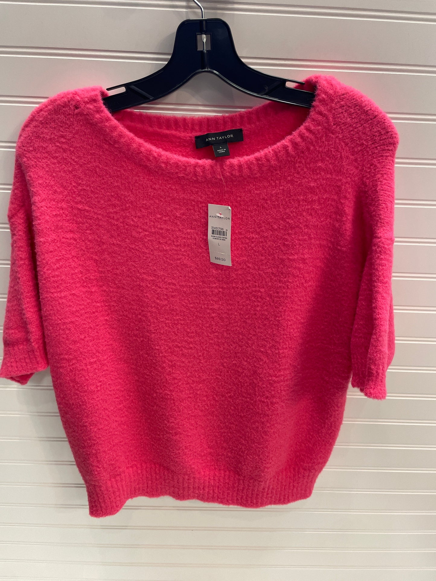 Sweater Short Sleeve By Ann Taylor In Pink, Size: L