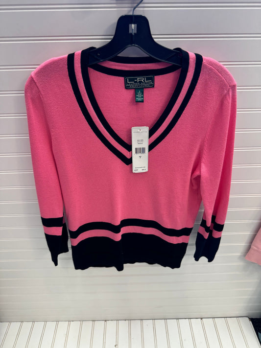 Top Long Sleeve By Lauren By Ralph Lauren In Black & Pink, Size: S