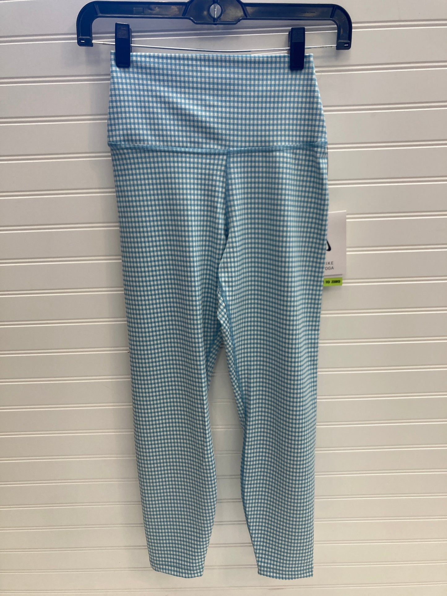 Athletic Leggings Capris By Nike Apparel In Blue & Cream, Size: S