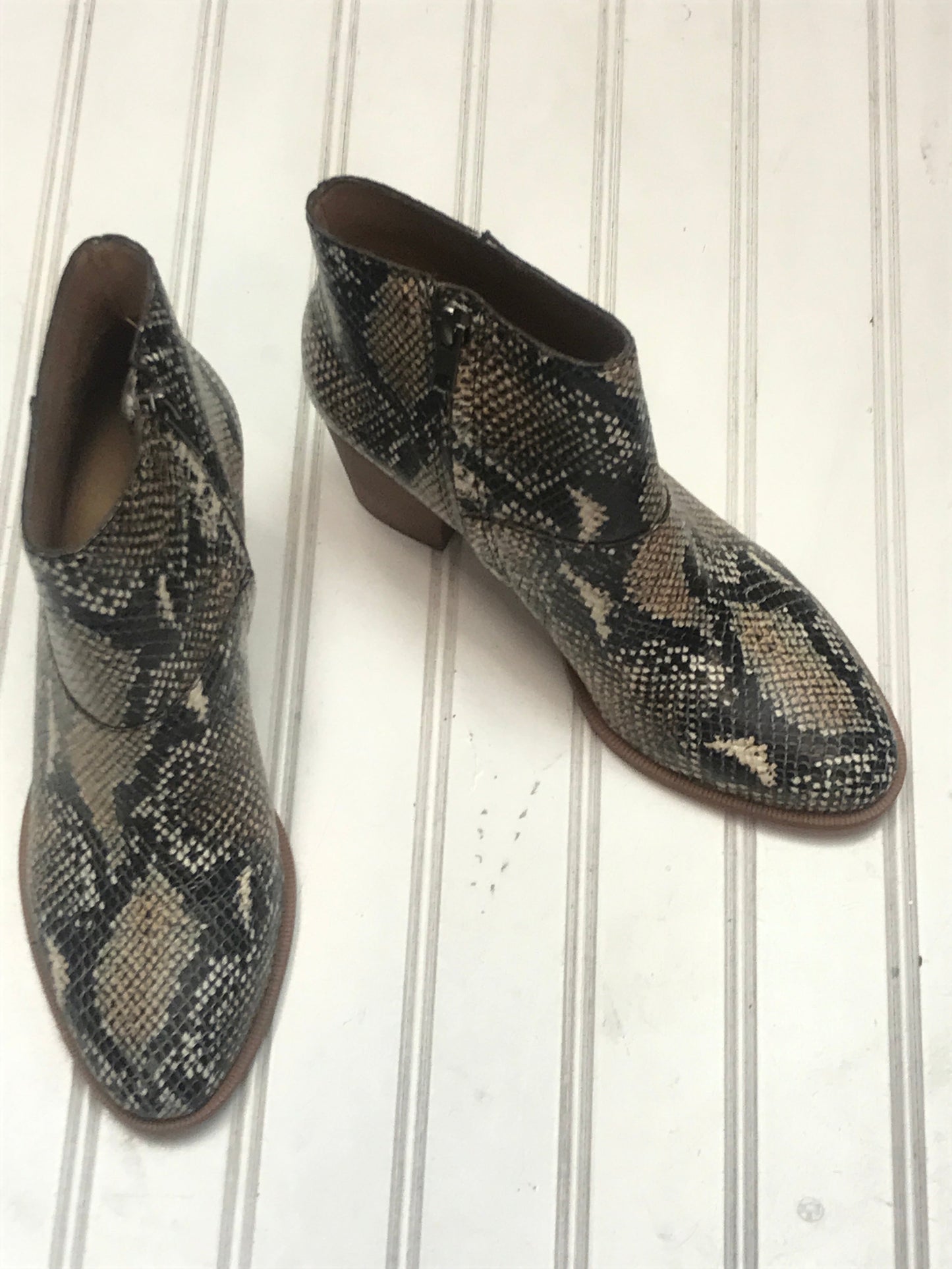 Boots Ankle Heels By Madewell In Snakeskin Print, Size: 5.5