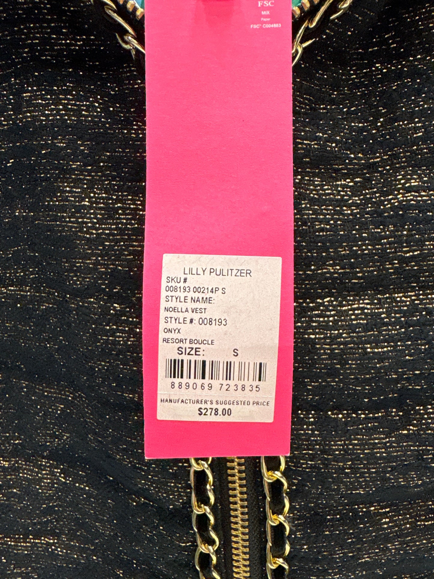 Vest Designer By Lilly Pulitzer In Black & Gold, Size: S