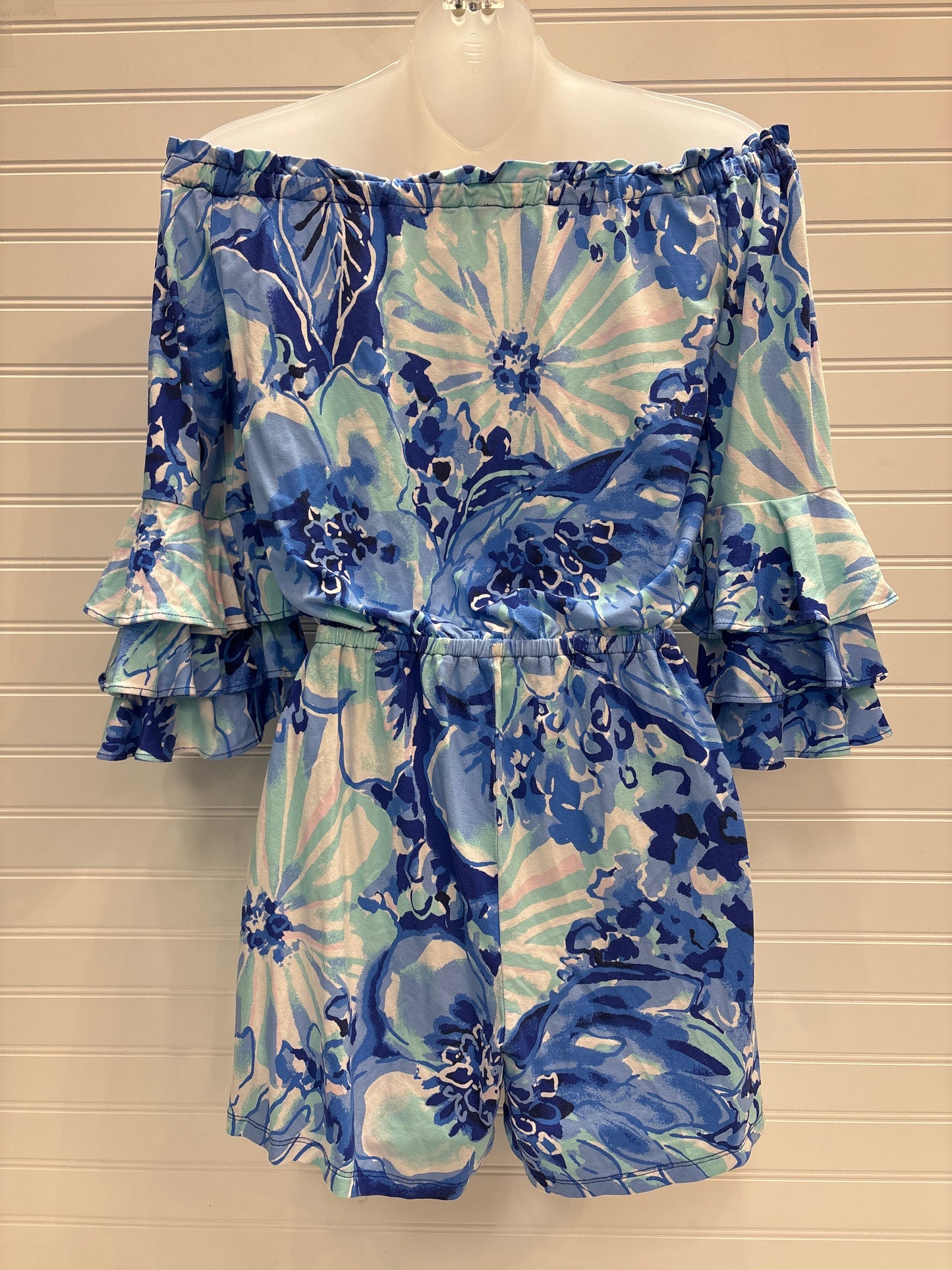 Romper Designer By Lilly Pulitzer In Blue & White, Size: Xxs