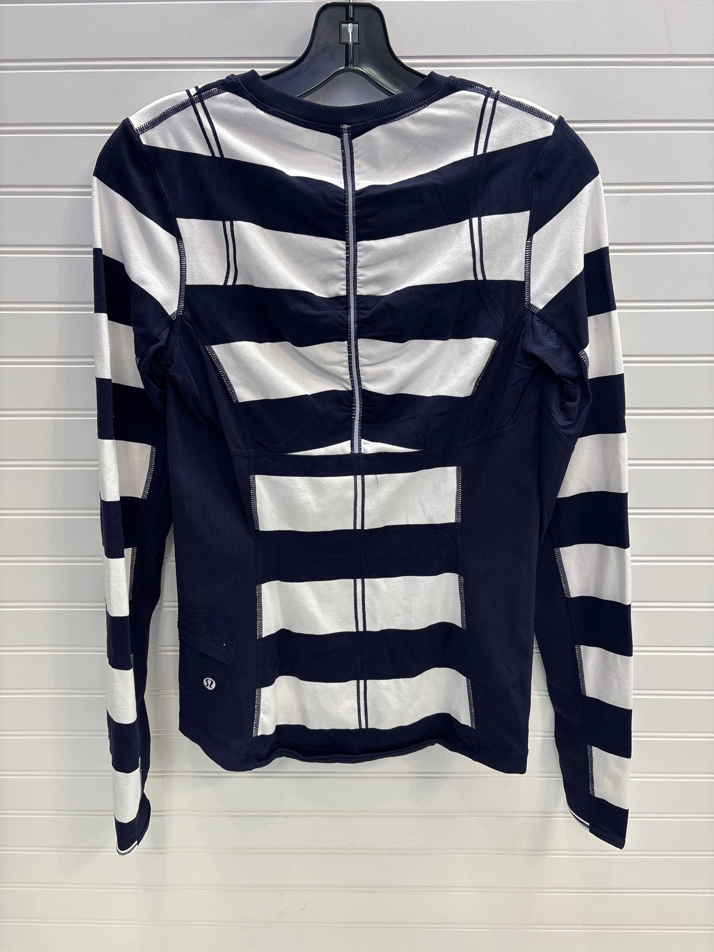 Athletic Top Long Sleeve Crewneck By Lululemon In Blue & White, Size: 8