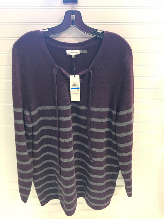 Sweater By Calvin Klein In Grey & Purple, Size: Xl