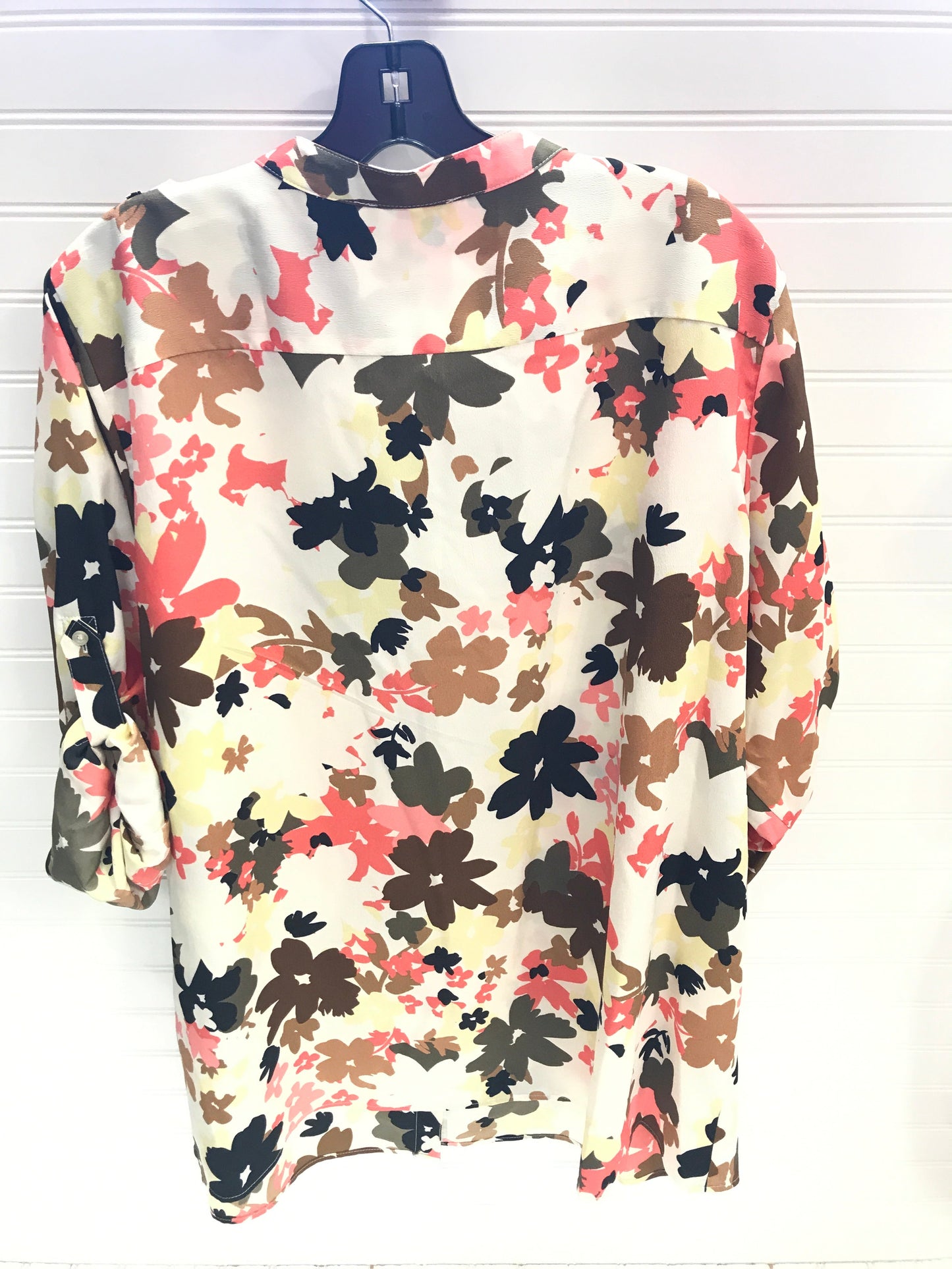 Blouse Long Sleeve By Calvin Klein In Multi-colored, Size: 1x