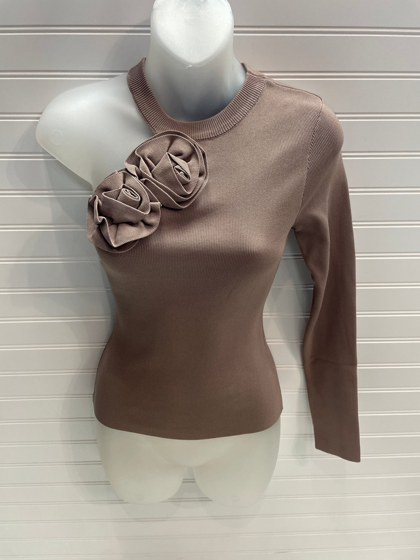 Top Long Sleeve By Endless Rose In Taupe, Size: S