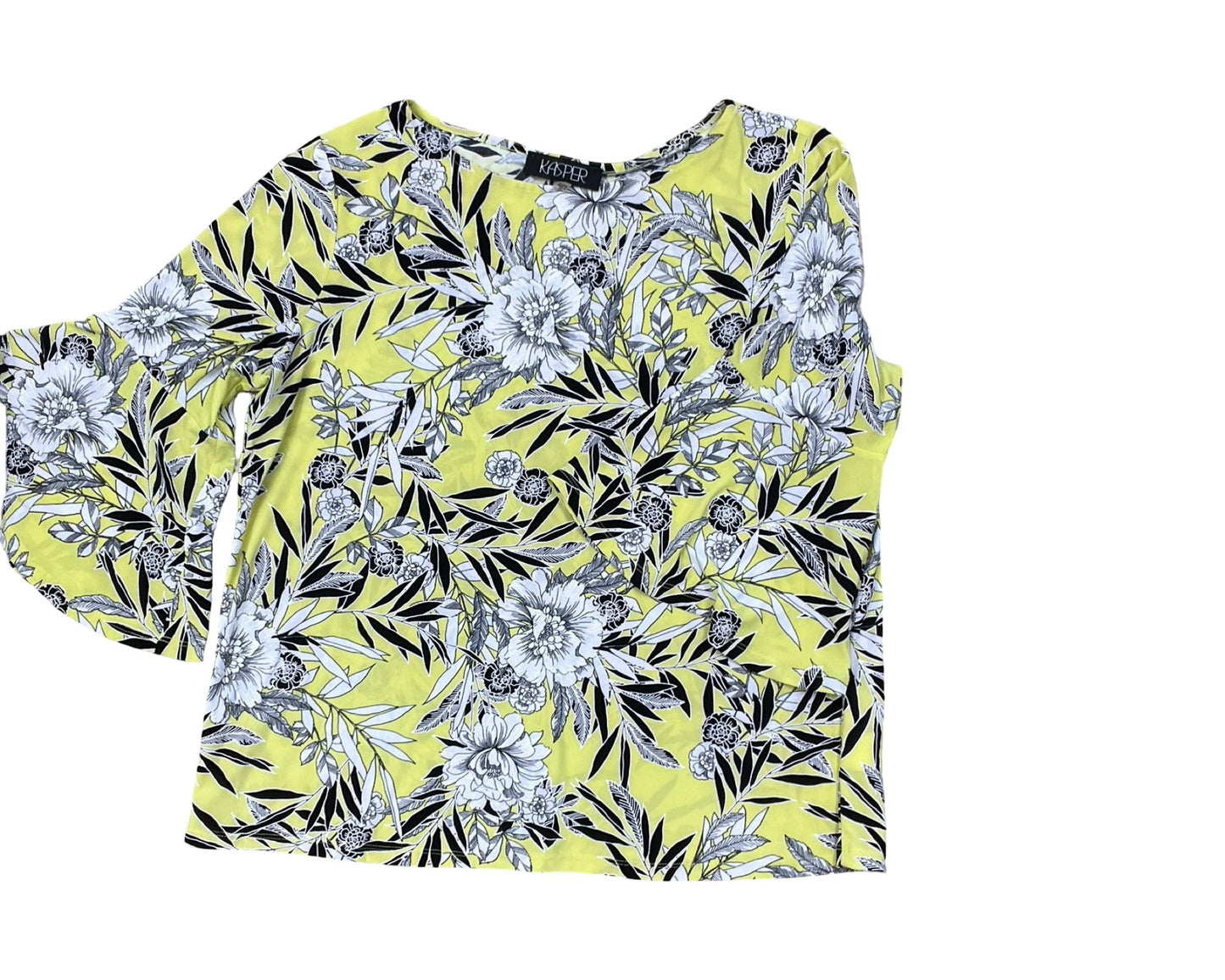 Top 3/4 Sleeve By Kasper In Yellow, Size:Xl