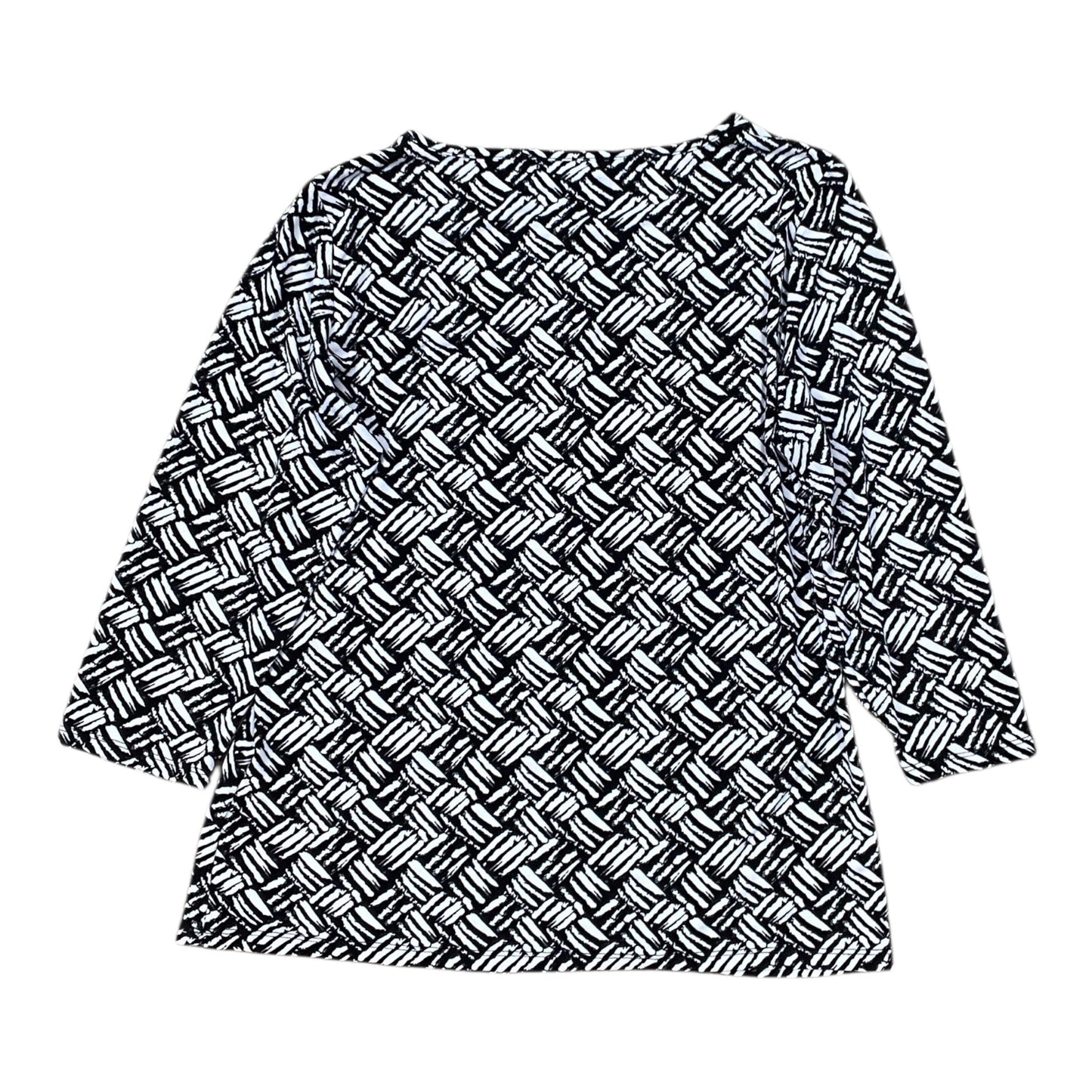 Top 3/4 Sleeve By Adrienne Vittadini In Black & White, Size:M