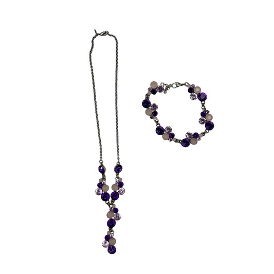 Necklace Set By Clothes Mentor In Purple & Silver