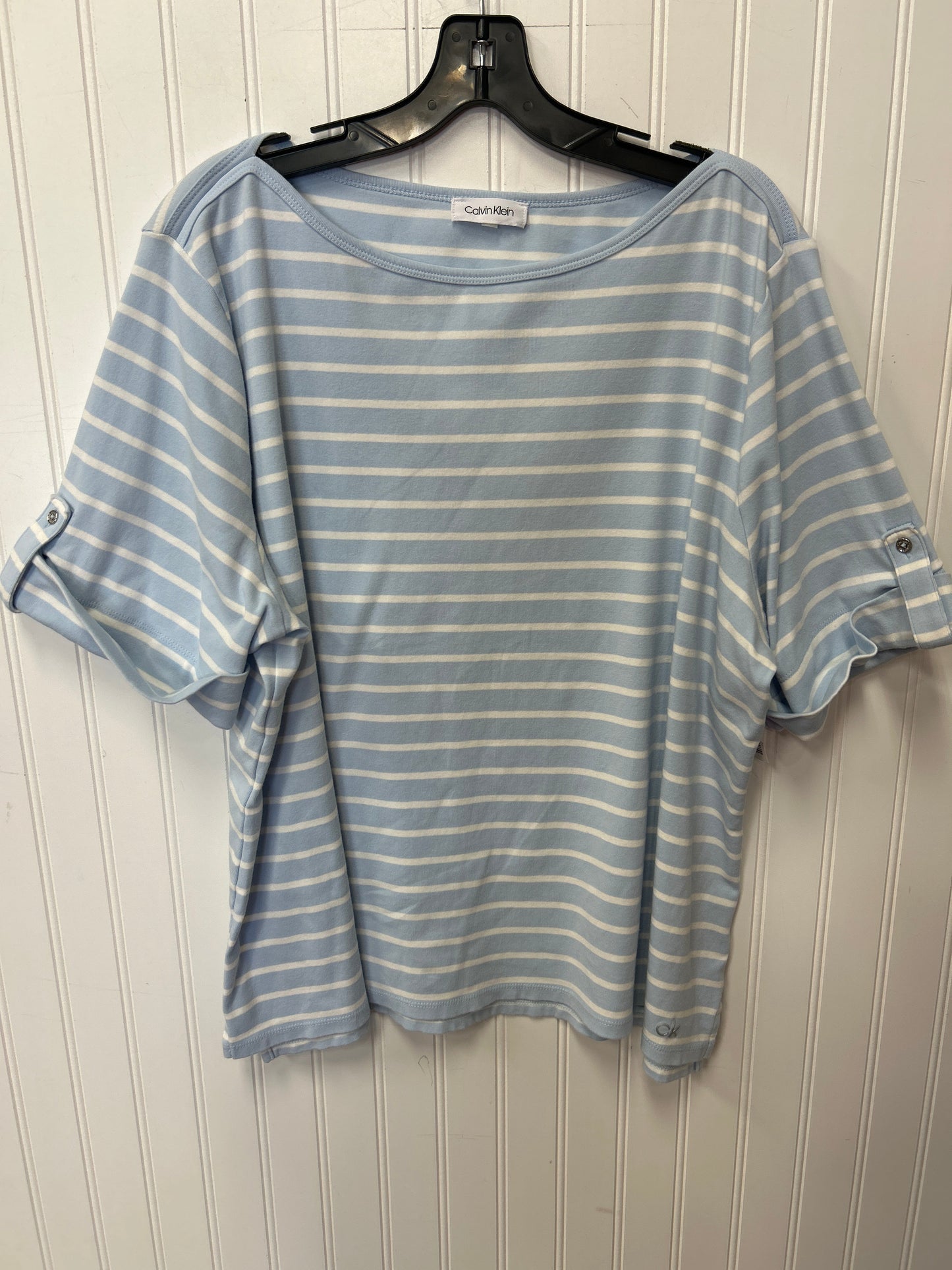 Top Ss By Calvin Klein In Blue, Size:1X