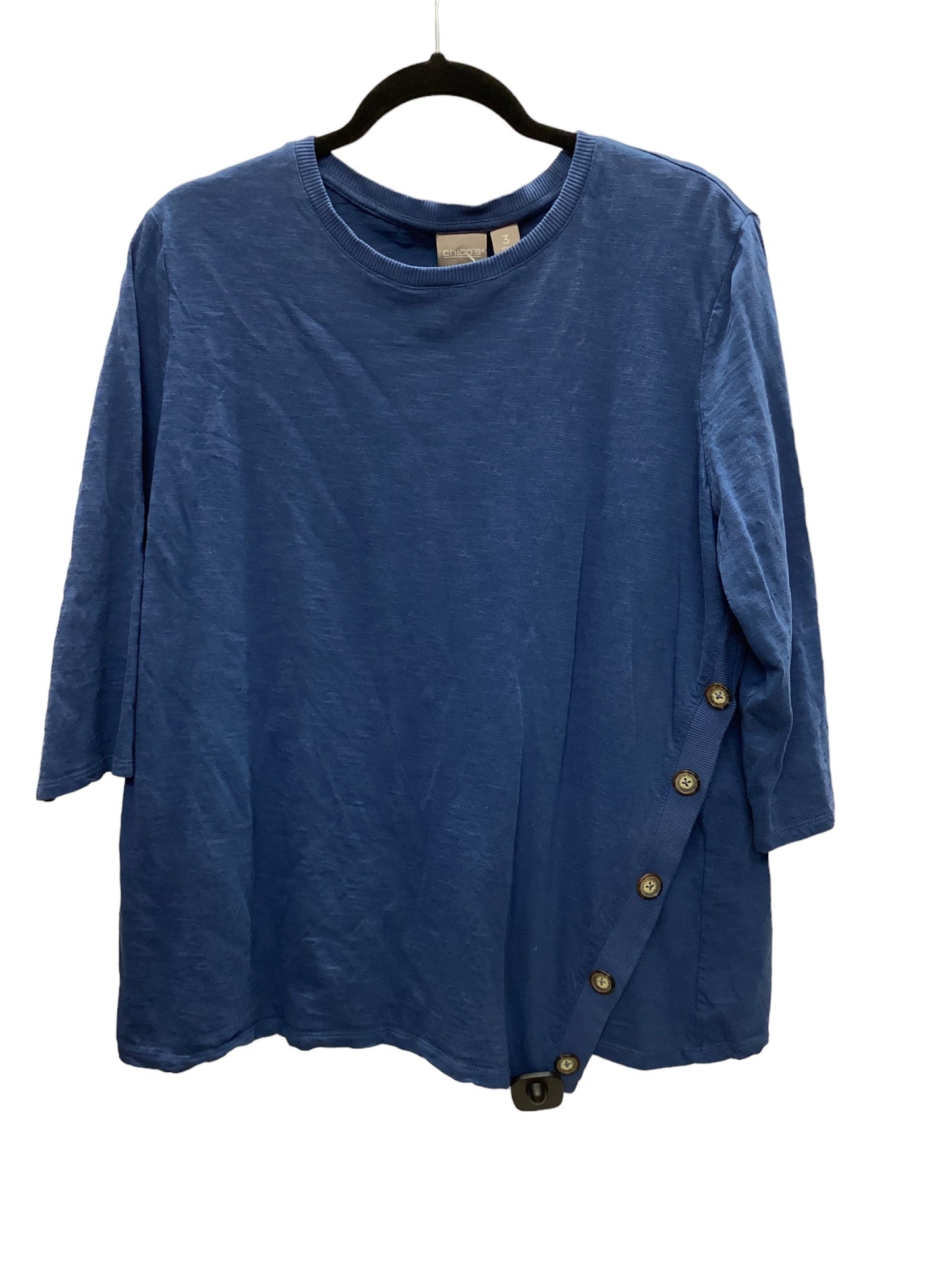 Blue Top Short Sleeve Chicos, Size 3