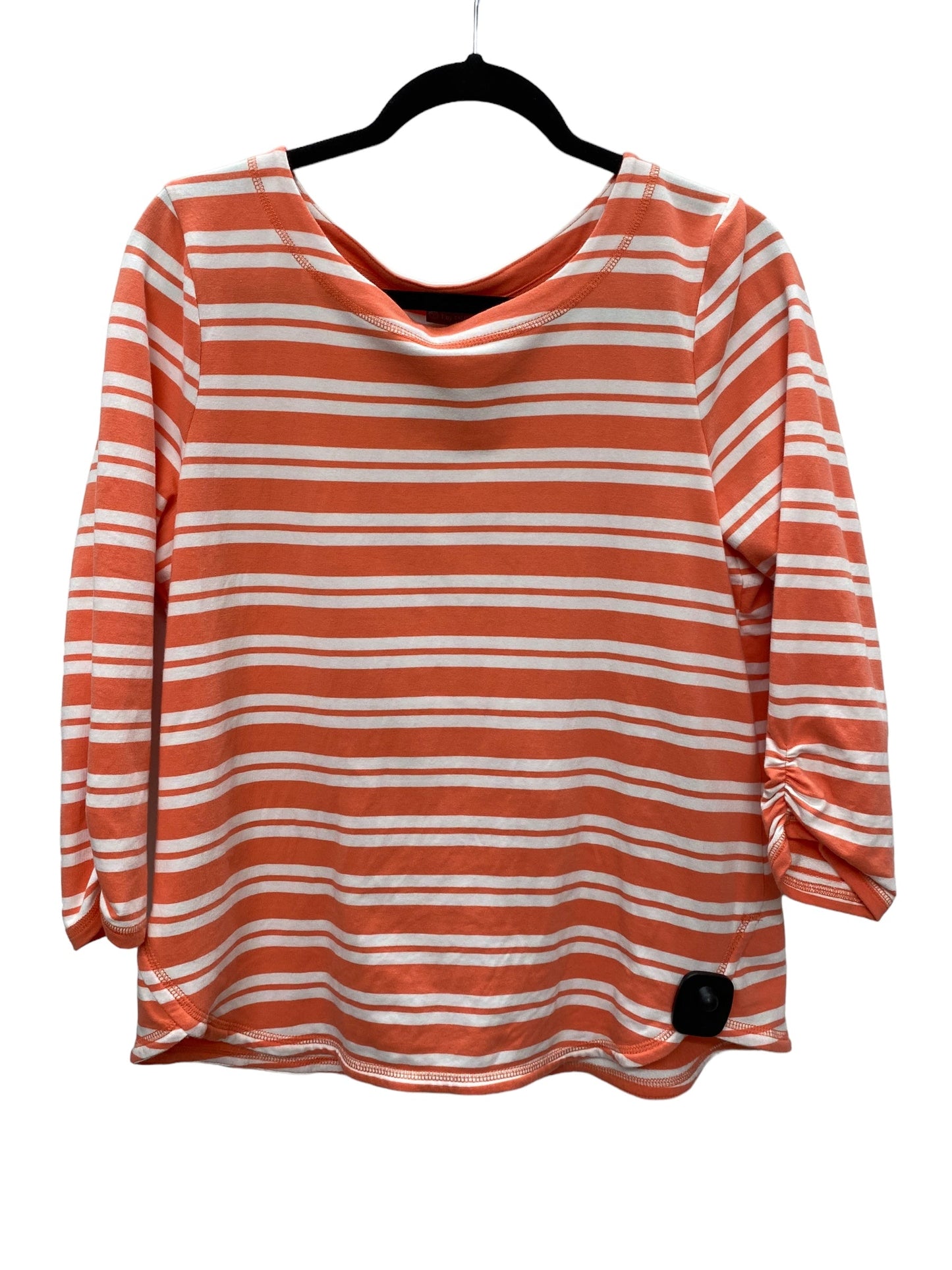 Top 3/4 Sleeve By Talbots In Orange & White, Size: Petite L