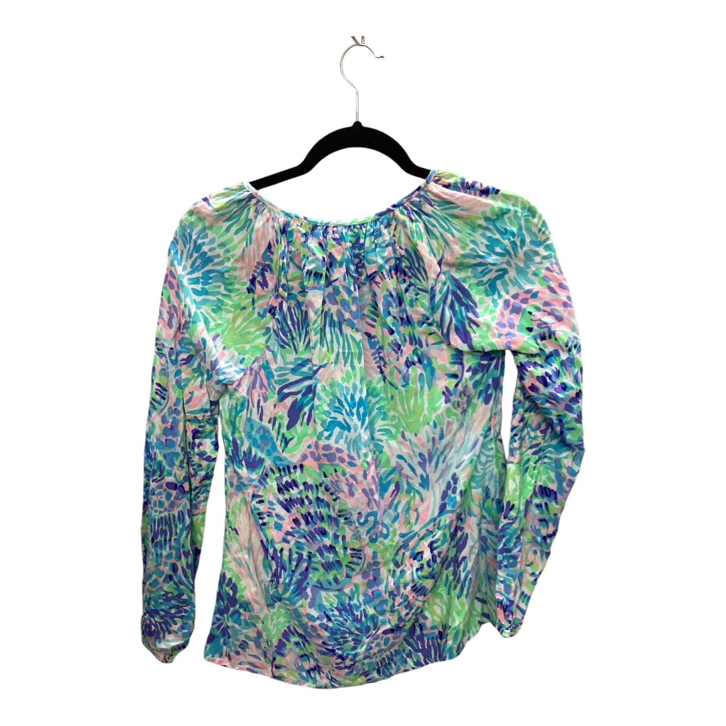 Top Long Sleeve Designer By Lilly Pulitzer In Blue & Green, Size: Xxs