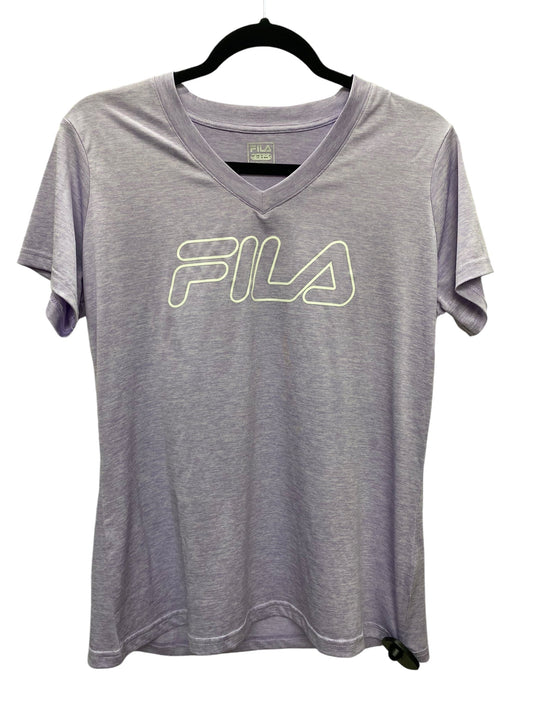 Athletic Top Short Sleeve By Fila In Purple, Size: L