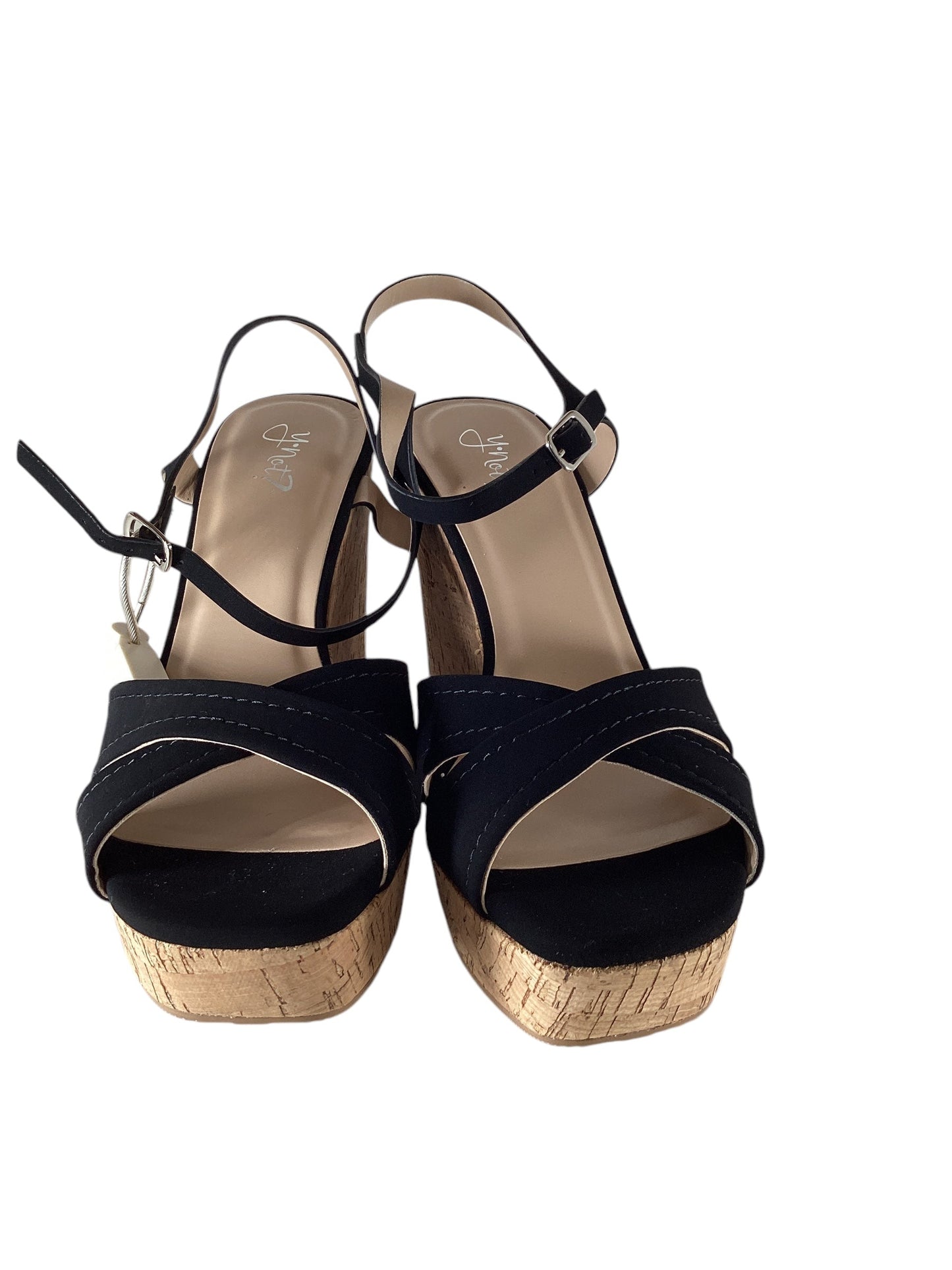 Sandals Heels Wedge By Clothes Mentor In Black, Size: 9