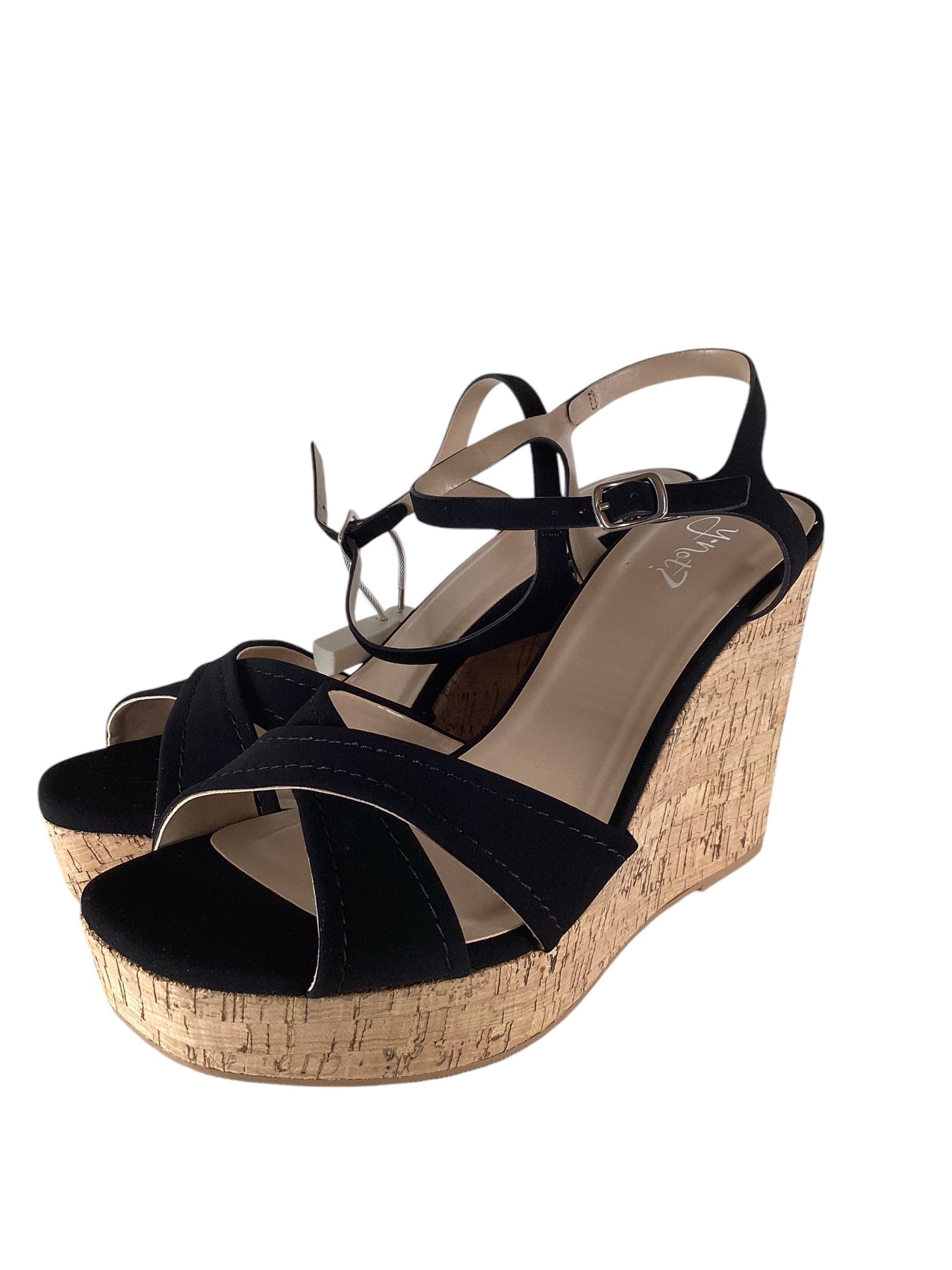 Sandals Heels Wedge By Clothes Mentor In Black, Size: 9