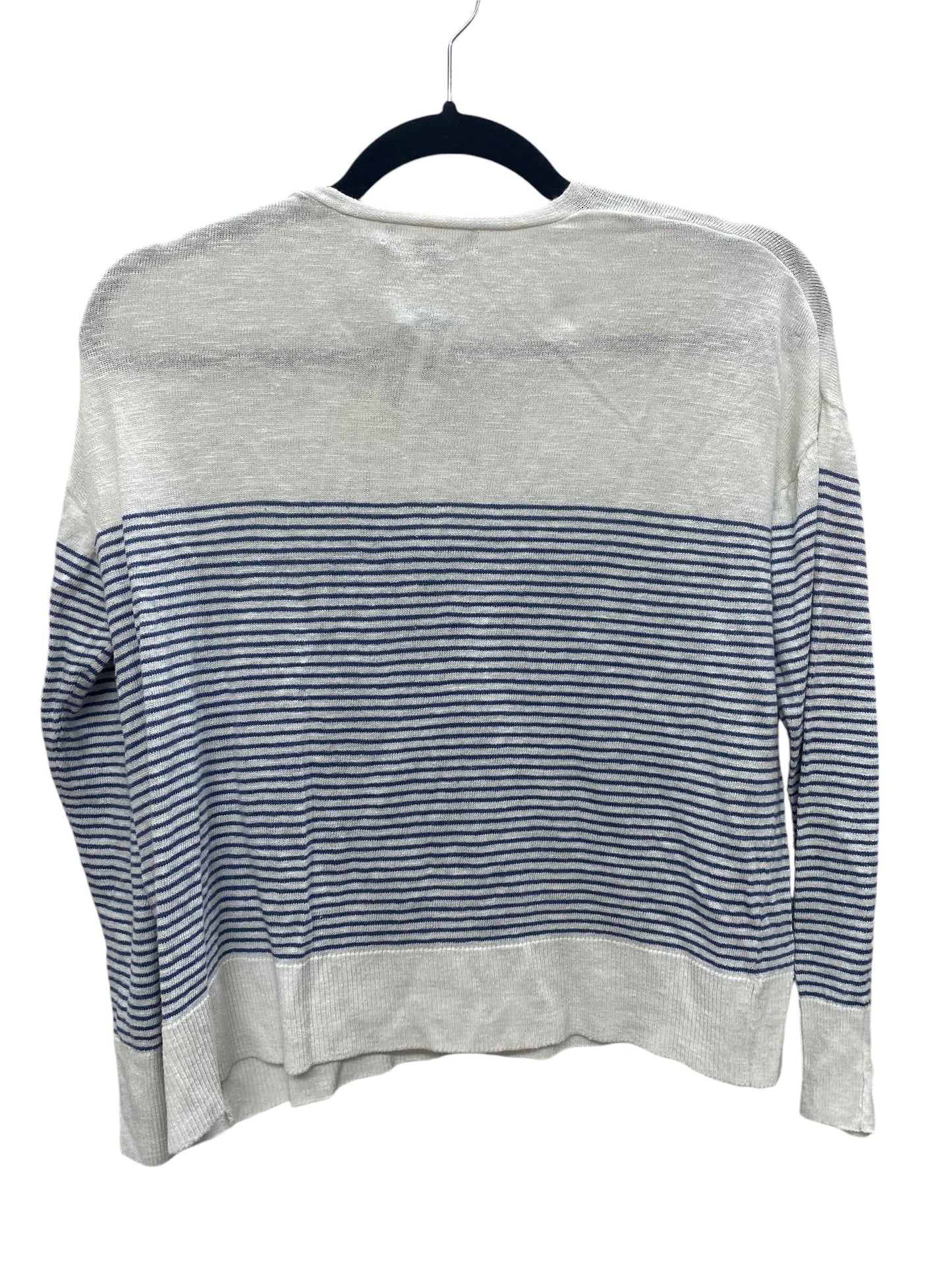 Top Long Sleeve By Banana Republic In Blue & White, Size: Mp