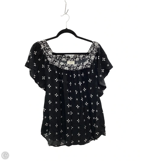 Top Short Sleeve By Loft In Black, Size: L