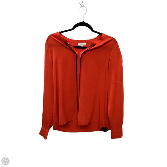 Top Long Sleeve By Calvin Klein In Orange, Size: M
