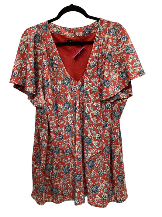 Floral Print Top Short Sleeve Lauren By Ralph Lauren, Size 3x