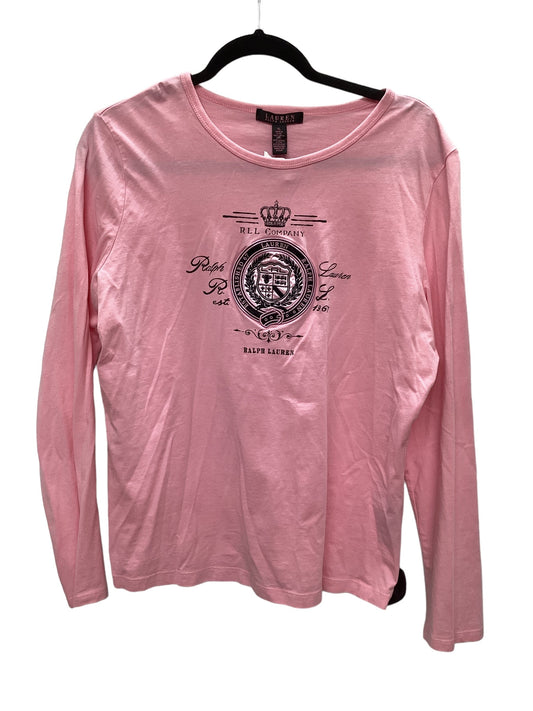 Pink Top Long Sleeve Lauren By Ralph Lauren, Size Xl