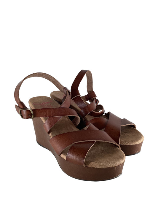 Brown Sandals Heels Wedge Jelly Pop, Size 8