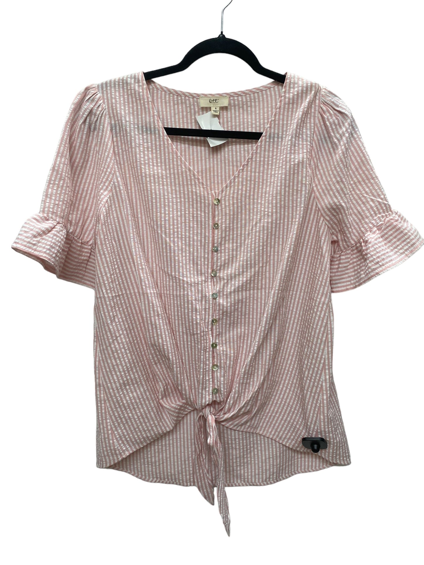 Pink Top Short Sleeve Clothes Mentor, Size S