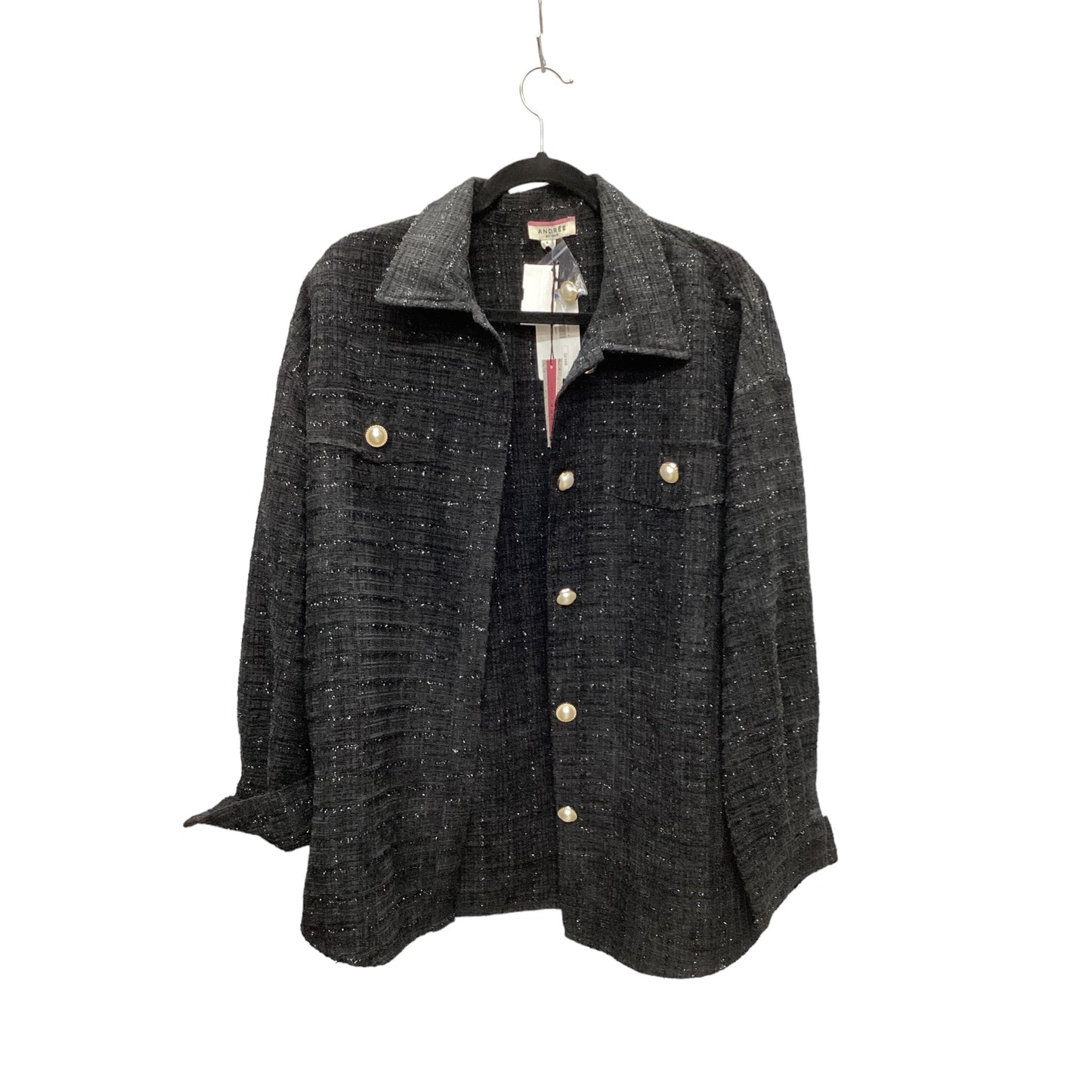 Jacket Shirt By Andree By Unit In Black, Size: L